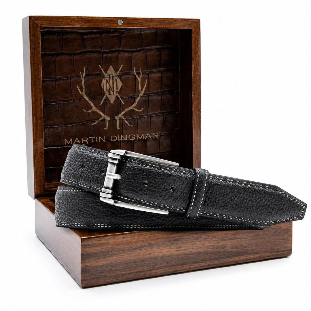 Martin Dingman American Plains Bison Leather Belt-Men's Accessories-Black-30-Kevin's Fine Outdoor Gear & Apparel