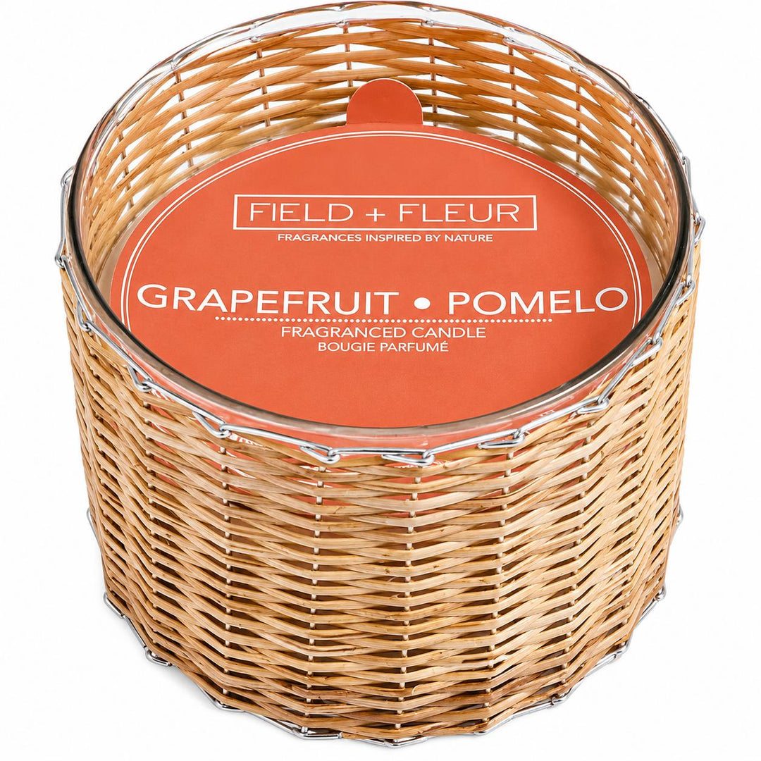 Hillhouse Naturals Field + Fleur 21 oz 3-Wick Handwoven Candle-Home/Giftware-Grapefruit Pomelo-Kevin's Fine Outdoor Gear & Apparel