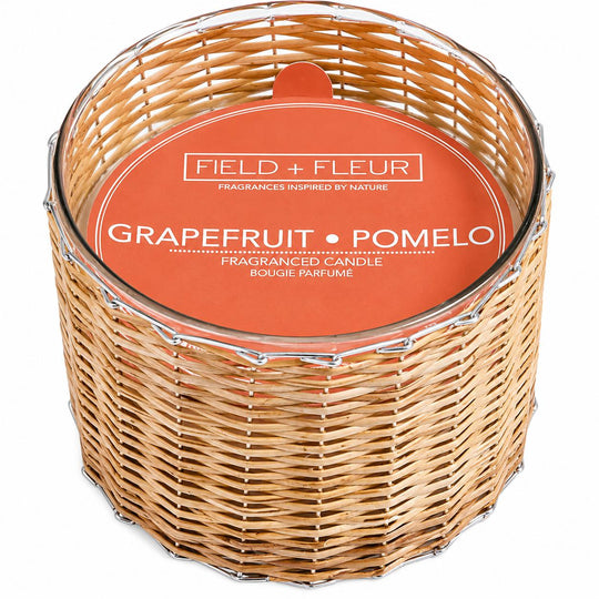 Hillhouse Naturals Field + Fleur 21 oz 3-Wick Handwoven Candle-Home/Giftware-Grapefruit Pomelo-Kevin's Fine Outdoor Gear & Apparel