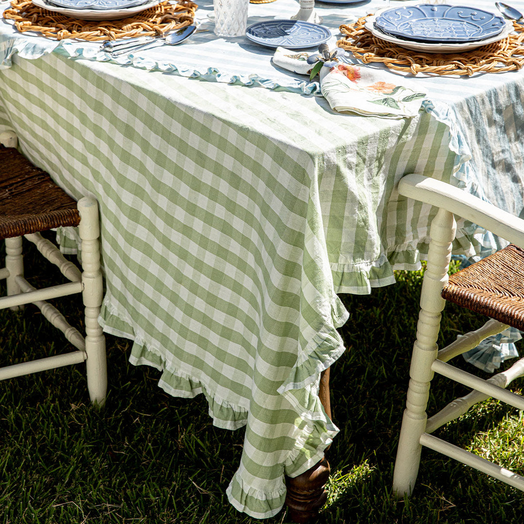 Juliska 60" x 120" Gingham Ruffle Table Cloth-Home/Giftware-Kevin's Fine Outdoor Gear & Apparel