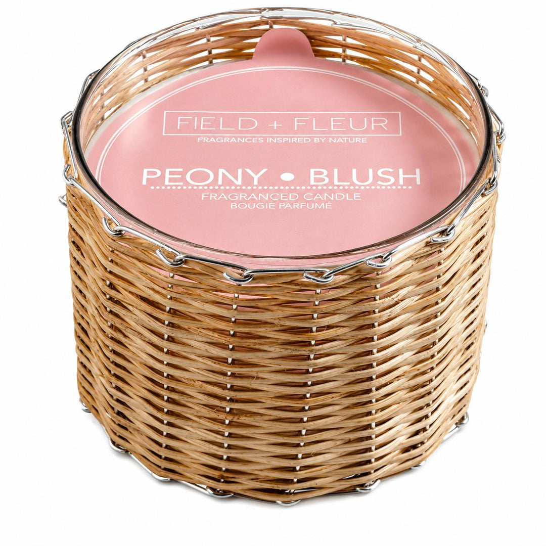 Hillhouse Naturals Field + Fleur 21 oz 3-Wick Handwoven Candle-Home/Giftware-Peony Blush-Kevin's Fine Outdoor Gear & Apparel