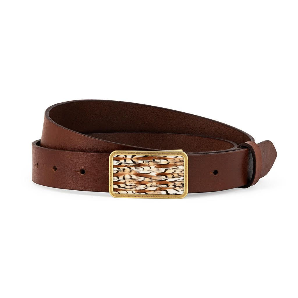 Brackish Trippin Tipsey Quail Feather Belt-Men's Accessories-Brown-28-Kevin's Fine Outdoor Gear & Apparel