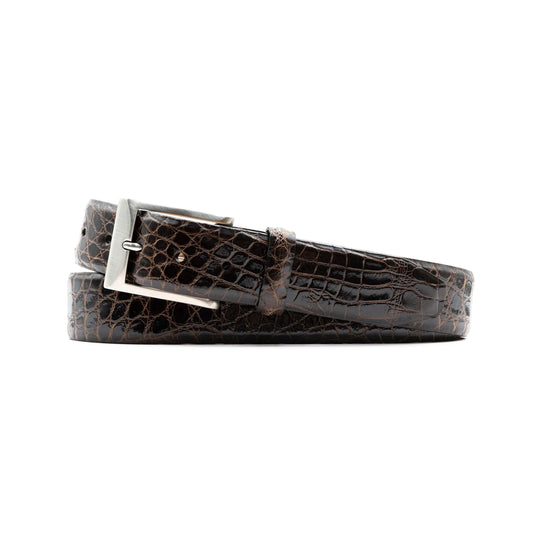 Martin Dingman Hand Glazed American Alligator Leather Belt-Men's Accessories-Walnut-30-Kevin's Fine Outdoor Gear & Apparel