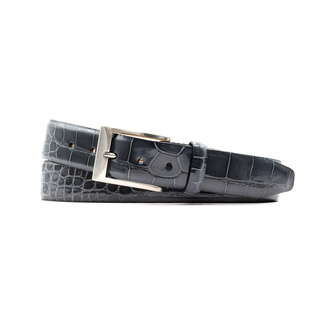 Martin Dingman Hand Glazed American Alligator Leather Belt-Men's Accessories-Slate-30-Kevin's Fine Outdoor Gear & Apparel