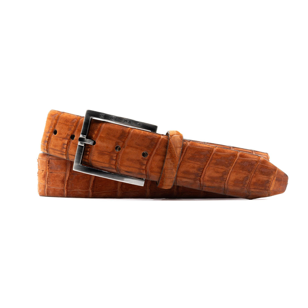 Martin Dingman Nubuck American Alligator Leather Belt-Men's Accessories-Chestnut-30-Kevin's Fine Outdoor Gear & Apparel