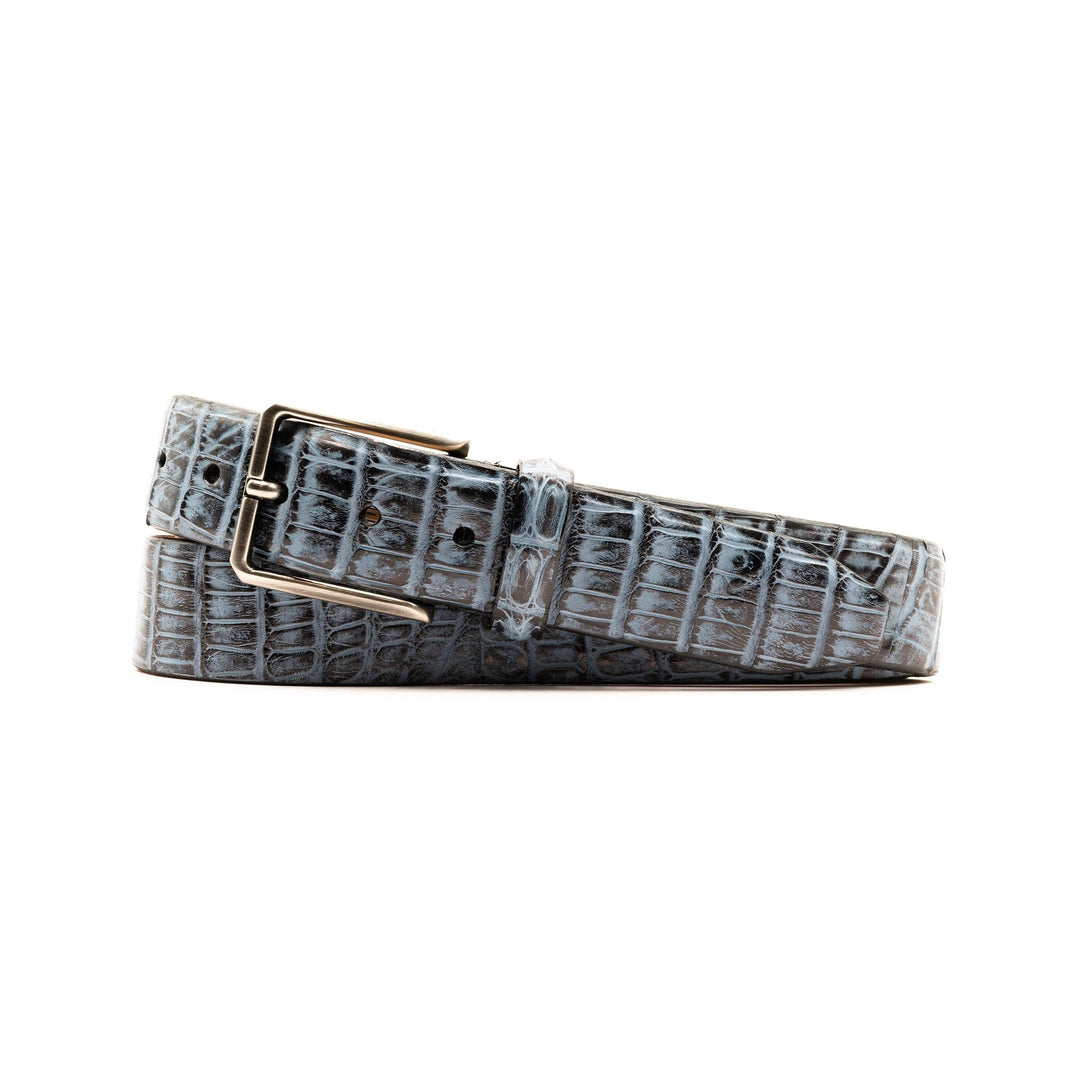 Martin Dingman Hand Painted Caimen Crocodile Leather Belt-Men's Accessories-Cobalt-30-Kevin's Fine Outdoor Gear & Apparel