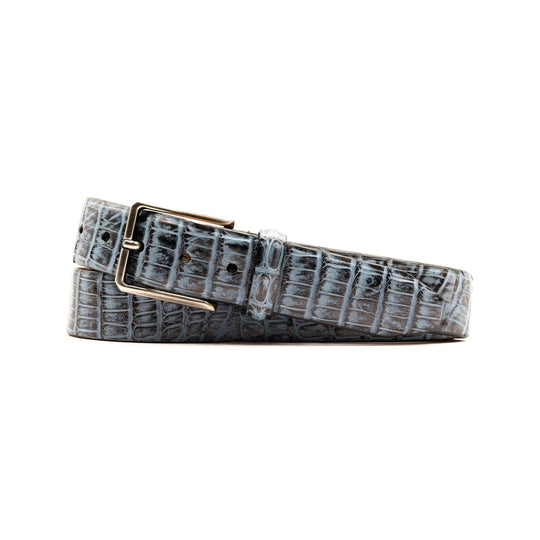 Martin Dingman Hand Painted Caimen Crocodile Leather Belt-Men's Accessories-Cobalt-30-Kevin's Fine Outdoor Gear & Apparel