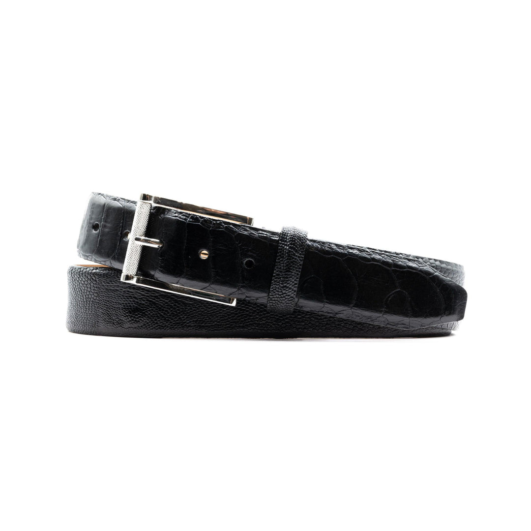 Martin Dingman South African Ostrich Leather Belt-Men's Accessories-Black Glazed-30-Kevin's Fine Outdoor Gear & Apparel