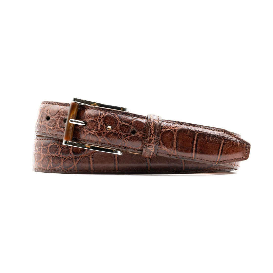 Martin Dingman Matte American Alligator Leather Belt-Men's Accessories-Chestnut-30-Kevin's Fine Outdoor Gear & Apparel
