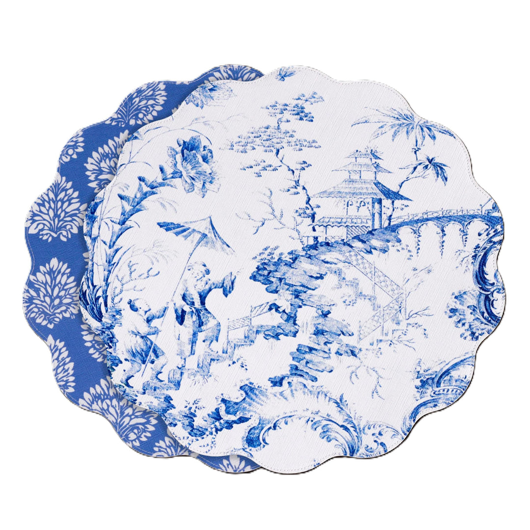 Beatriz Ball Vida Chinoiserie Round 15.5" Round Placemats (Set of 4)-Home/Giftware-Blue & White-Kevin's Fine Outdoor Gear & Apparel
