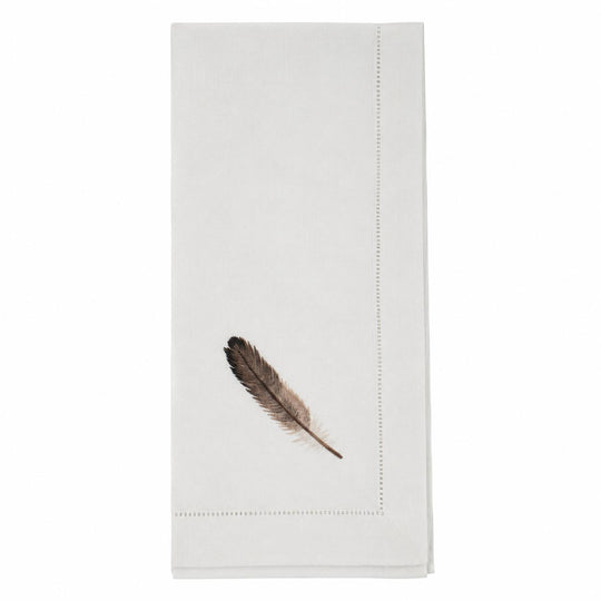 Embroidered Cotton Hemstitch 20" Napkins-Home/Giftware-Grey Feather-Kevin's Fine Outdoor Gear & Apparel