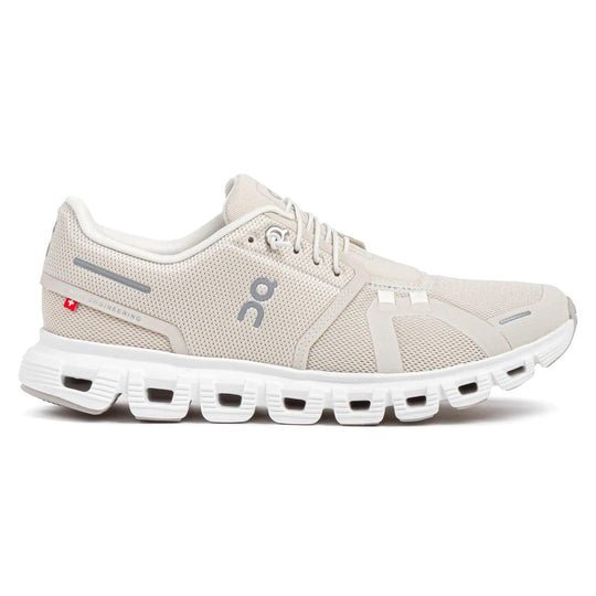 Beige On Running Women's Cloud 6 sneaker with breathable mesh upper, signature CloudTec sole, and sleek performance design.