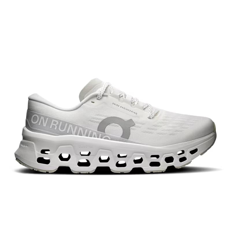 On Running Women's Cloudmonster 3 Shoes-Women's Footwear-White | Wolf-5-Kevin's Fine Outdoor Gear & Apparel