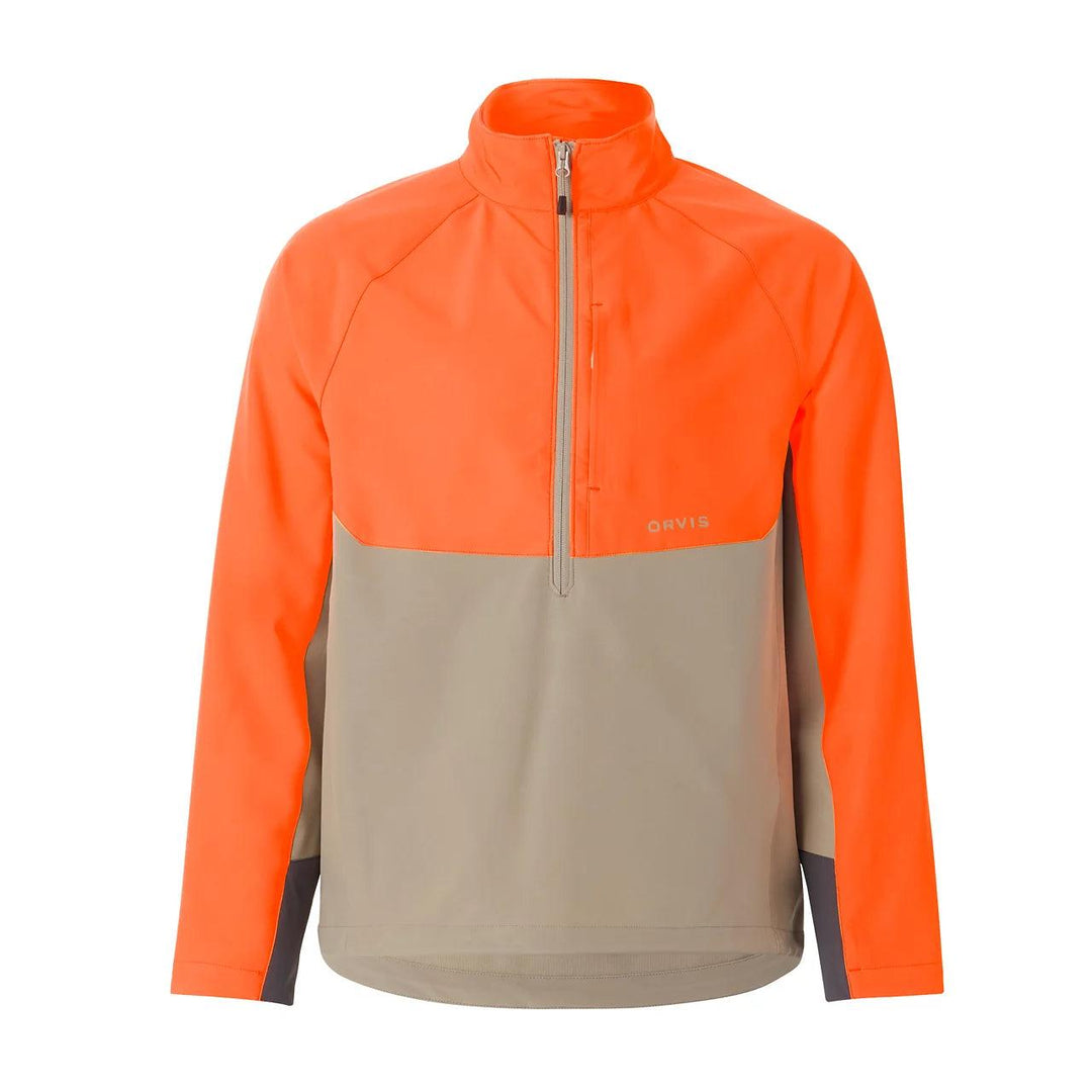 Orvis Men's Pro LT Softshell Pullover-Men's Clothing-Tan/Blaze-M-Kevin's Fine Outdoor Gear & Apparel