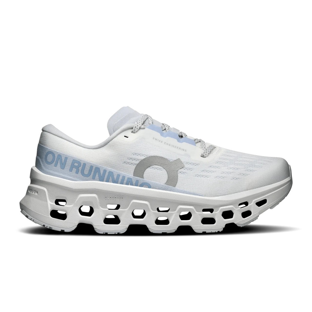 On Running Cloudmonster 3 Women's Shoes-Women's Footwear-White | Frost-6-Kevin's Fine Outdoor Gear & Apparel