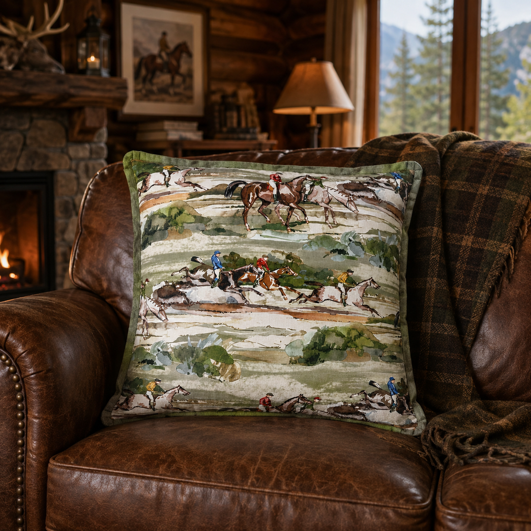 Hunting Morning Gallop Equestrian 22" Pillow-Home/Giftware-Kevin's Fine Outdoor Gear & Apparel