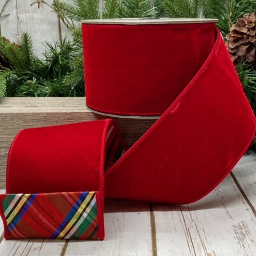 4" x 10yds Velvet Nutcracker Plaid Ribbon-Home/Giftware-Kevin's Fine Outdoor Gear& Apparel