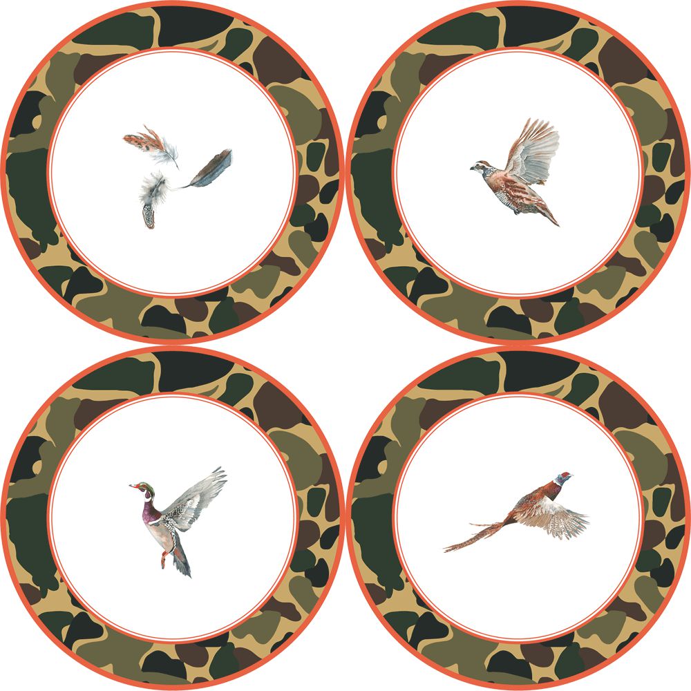 Game Birds & Feather Salad Plates (Set of 4)-Home/Giftware-Game Bird and Feathers-Kevin's Fine Outdoor Gear & Apparel