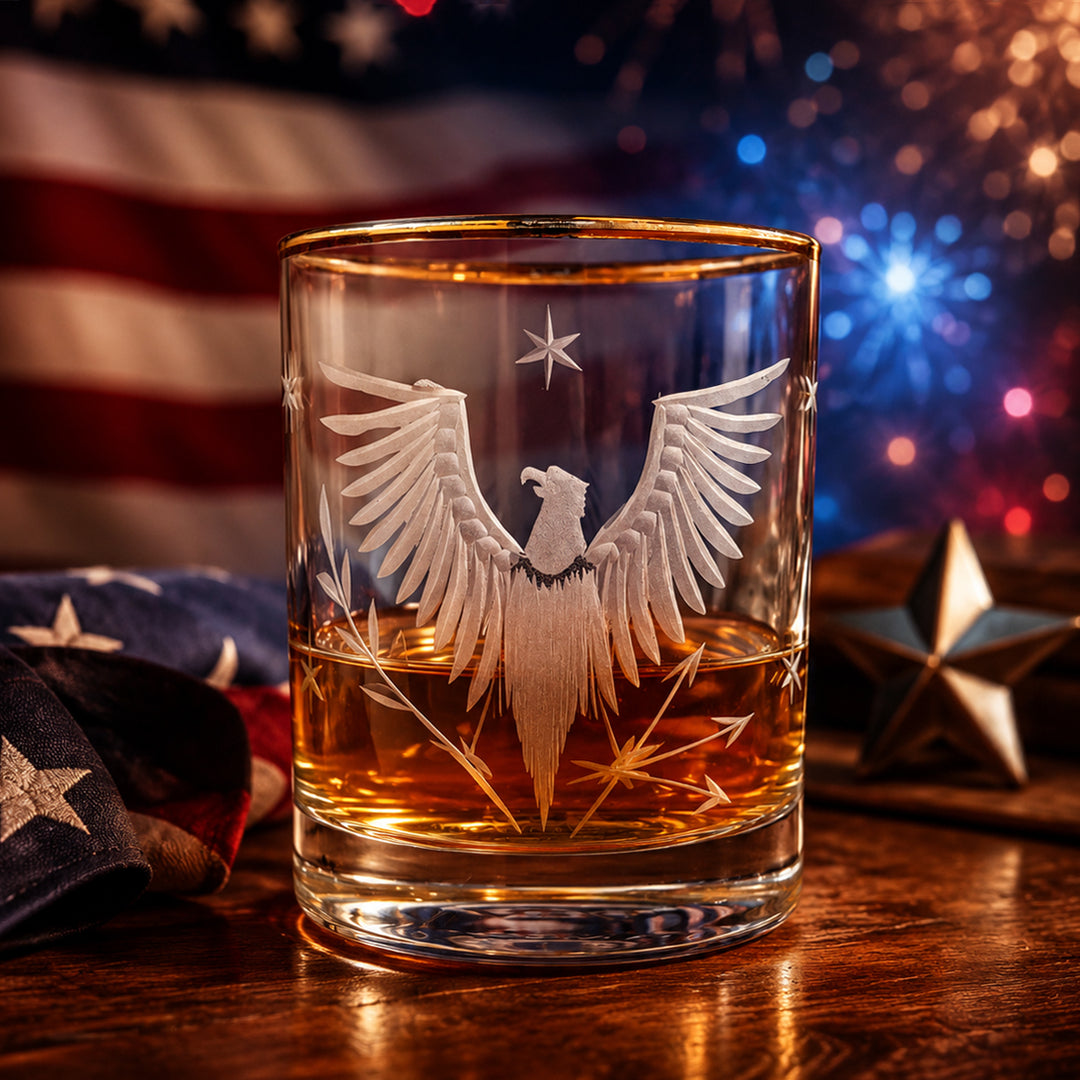 Federal Eagle with Gold Band Double Old Fashioned Glass-Home/Giftware-Kevin's Fine Outdoor Gear & Apparel