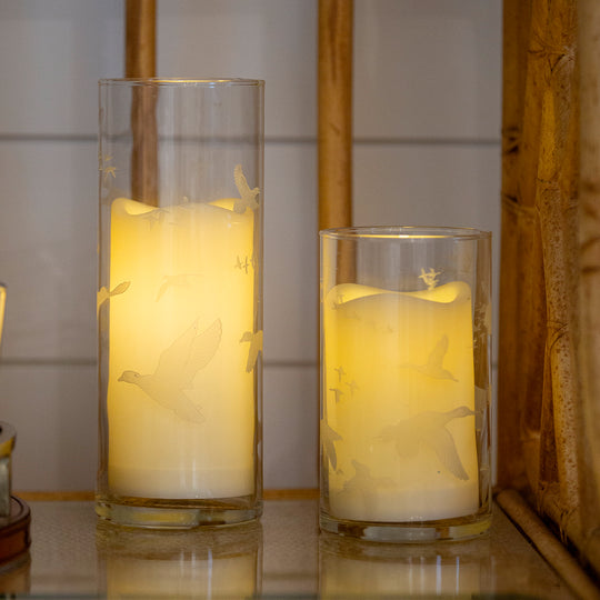 Kevin's Flighted Gamebird Etched Glass Candle Holder-Lifestyle-Kevin's Fine Outdoor Gear & Apparel