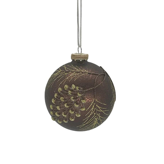 100mm Brown Glass Pinecone w/ Branch Ornament-Home/Giftware-Kevin's Fine Outdoor Gear & Apparel