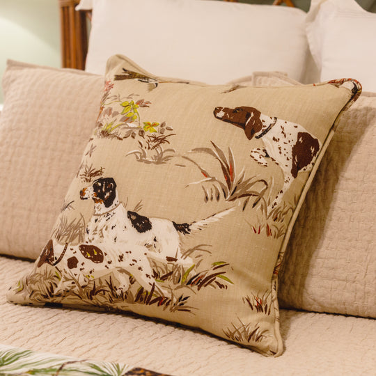 Schumacher Pointers Sky Pillow Cover-Tan-22"x22"-Kevin's Fine Outdoor Gear & Apparel