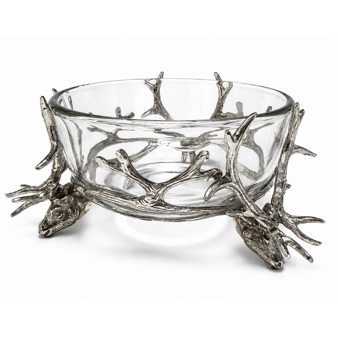 St. Anton Pewter & Glass Stag Head Head Bowl-Home/Giftware-Kevin's Fine Outdoor Gear & Apparel
