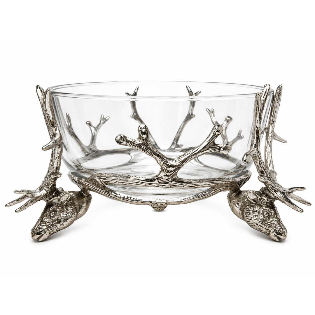 St. Anton Pewter & Glass Stag Head Head Bowl-Home/Giftware-Kevin's Fine Outdoor Gear & Apparel