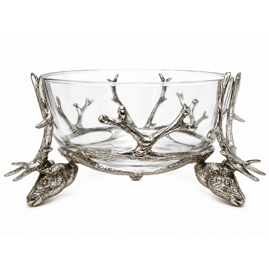 St. Anton Pewter & Glass Stag Head Head Bowl-Home/Giftware-Kevin's Fine Outdoor Gear & Apparel