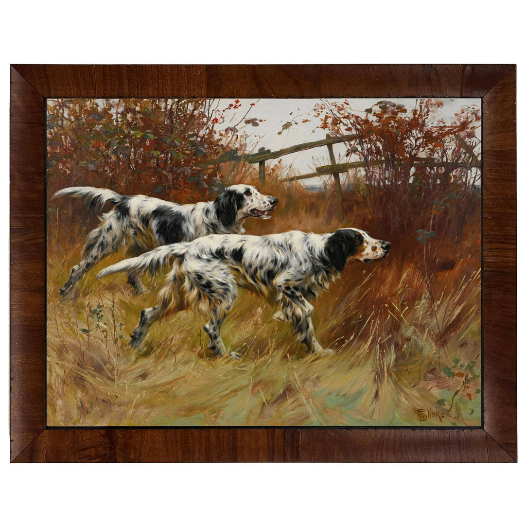 Vintage Hunting Dogs Framed Oil Reproduction-Home/Giftware-English Setter Pointing-Kevin's Fine Outdoor Gear & Apparel