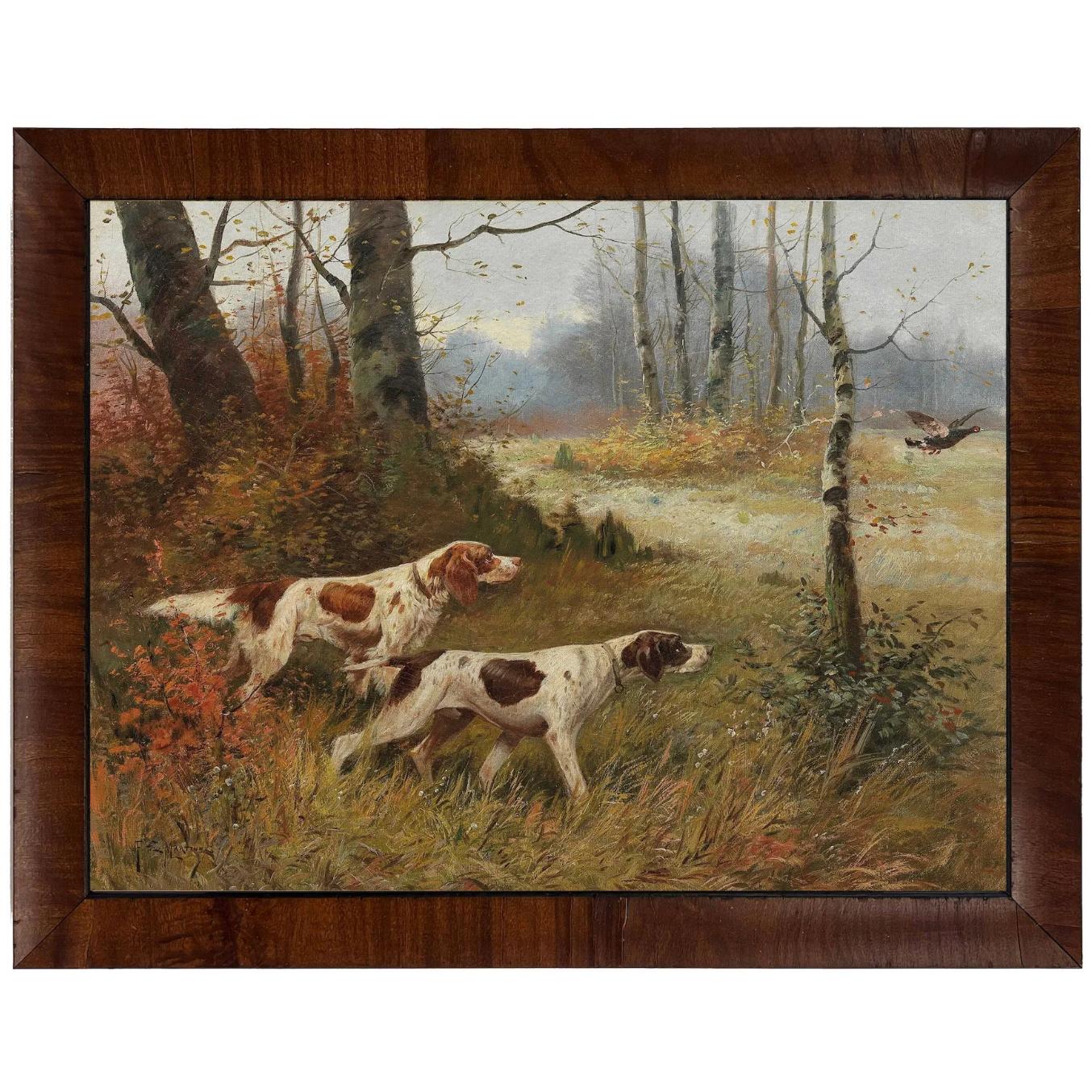 Vintage Hunting Dogs Framed Oil Reproduction – Kevin's Fine
