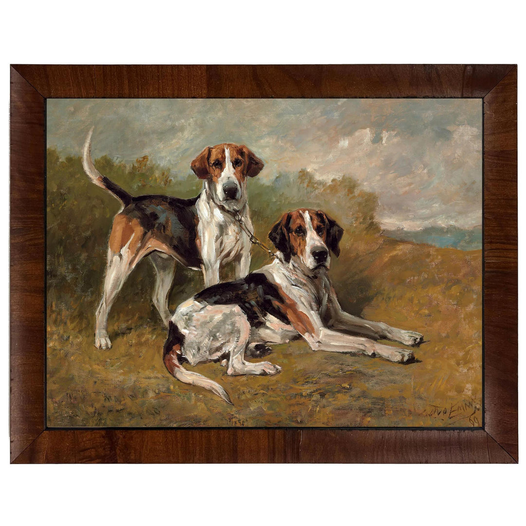 Vintage Hunting Dogs Framed Oil Reproduction-Home/Giftware-Foxhound-Kevin's Fine Outdoor Gear & Apparel
