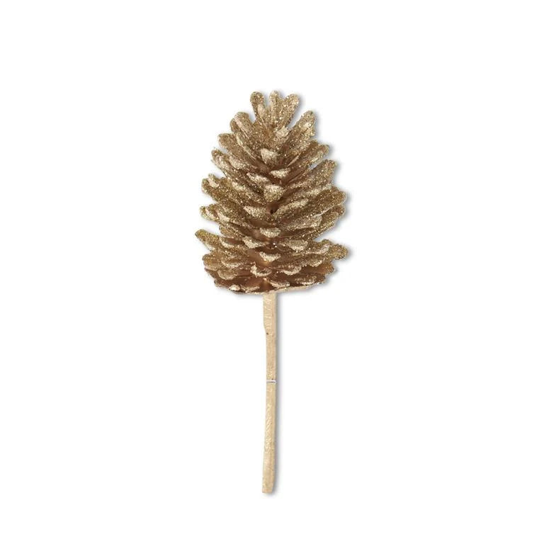 12.5" Gold Glittered Pinecone Pick-Home/Giftware-Kevin's Fine Outdoor Gear & Apparel