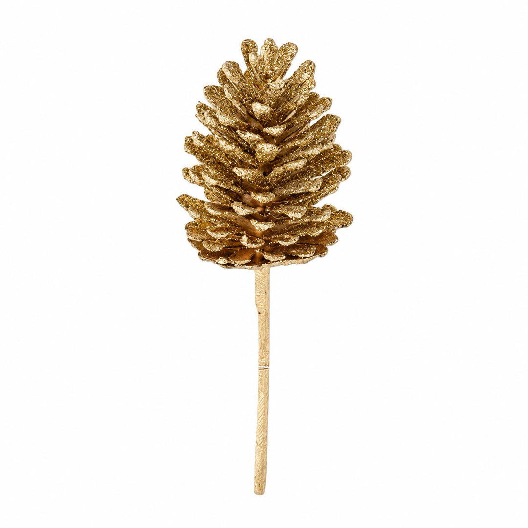 12.5" Gold Glittered Pinecone Pick-Home/Giftware-Kevin's Fine Outdoor Gear & Apparel