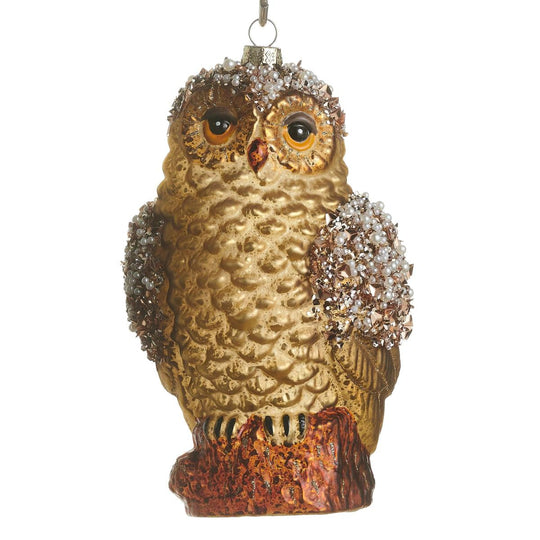 7" Jeweled Gold Owl Ornament-Home/Giftware-Kevin's Fine Outdoor Gear & Apparel