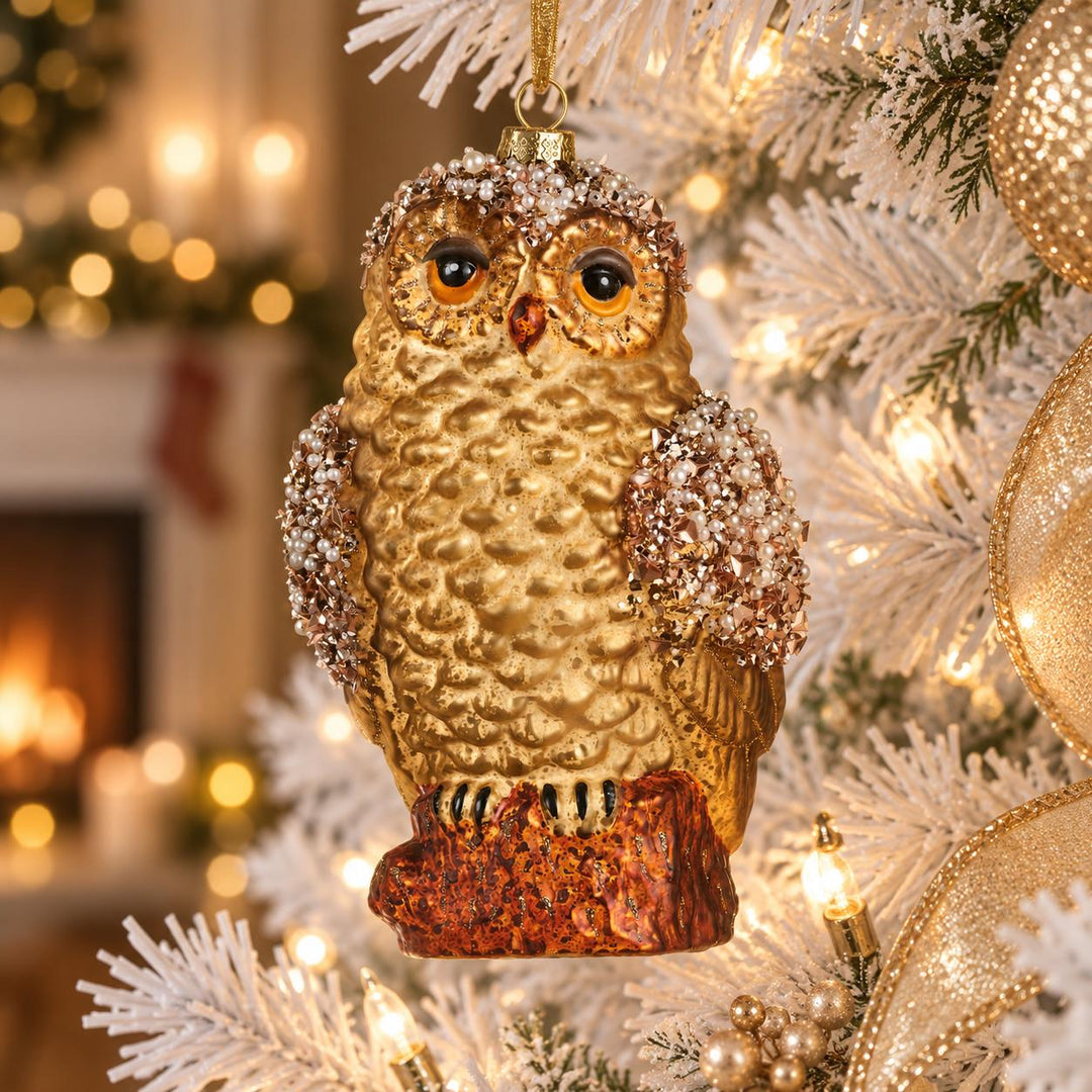 7" Jeweled Gold Owl Ornament-Home/Giftware-Kevin's Fine Outdoor Gear & Apparel