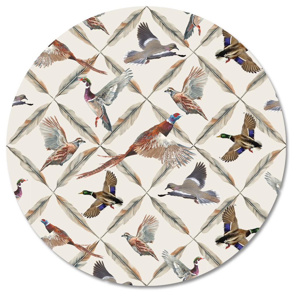 Kevin's Game Bird and Feather Round Vinyl Placemat-Lifestyle-Kevin's Fine Outdoor Gear & Apparel