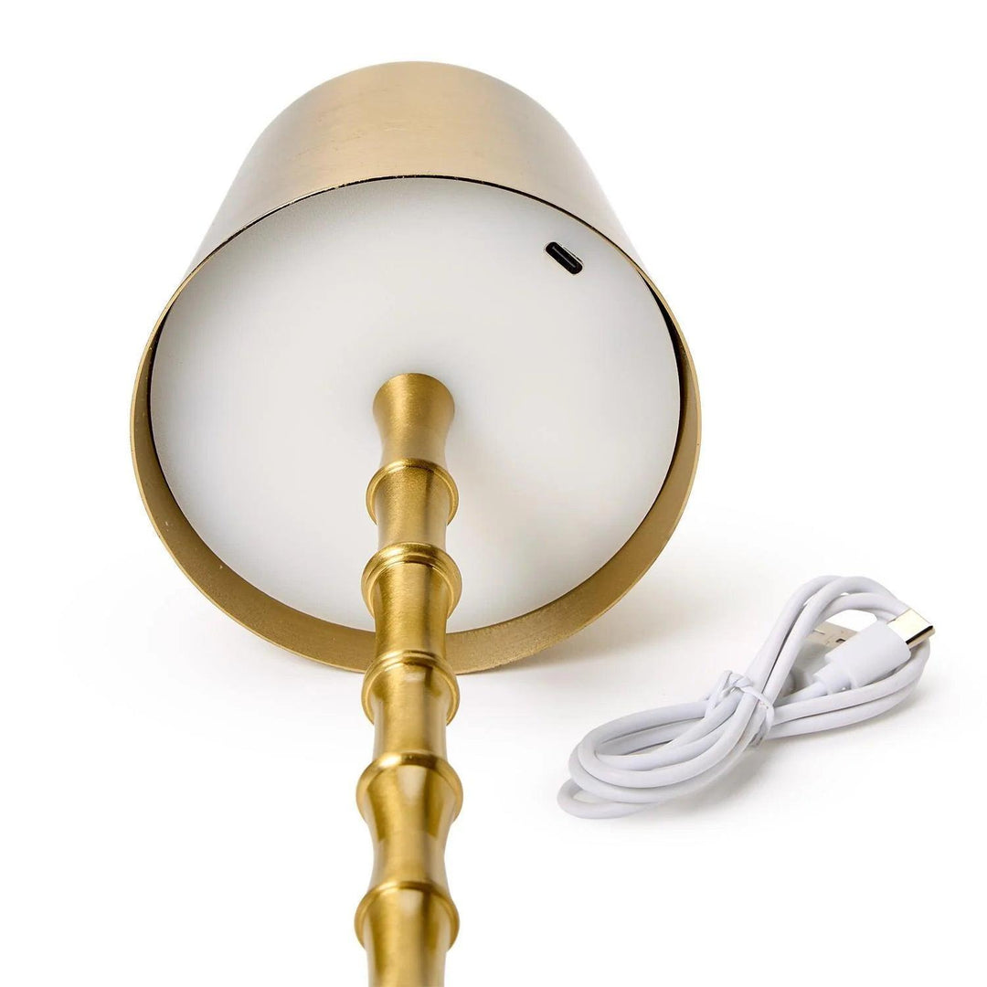 Led Portable Cordless Gold Bamboo Lamp with Shade-Home/Giftware-Kevin's Fine Outdoor Gear & Apparel