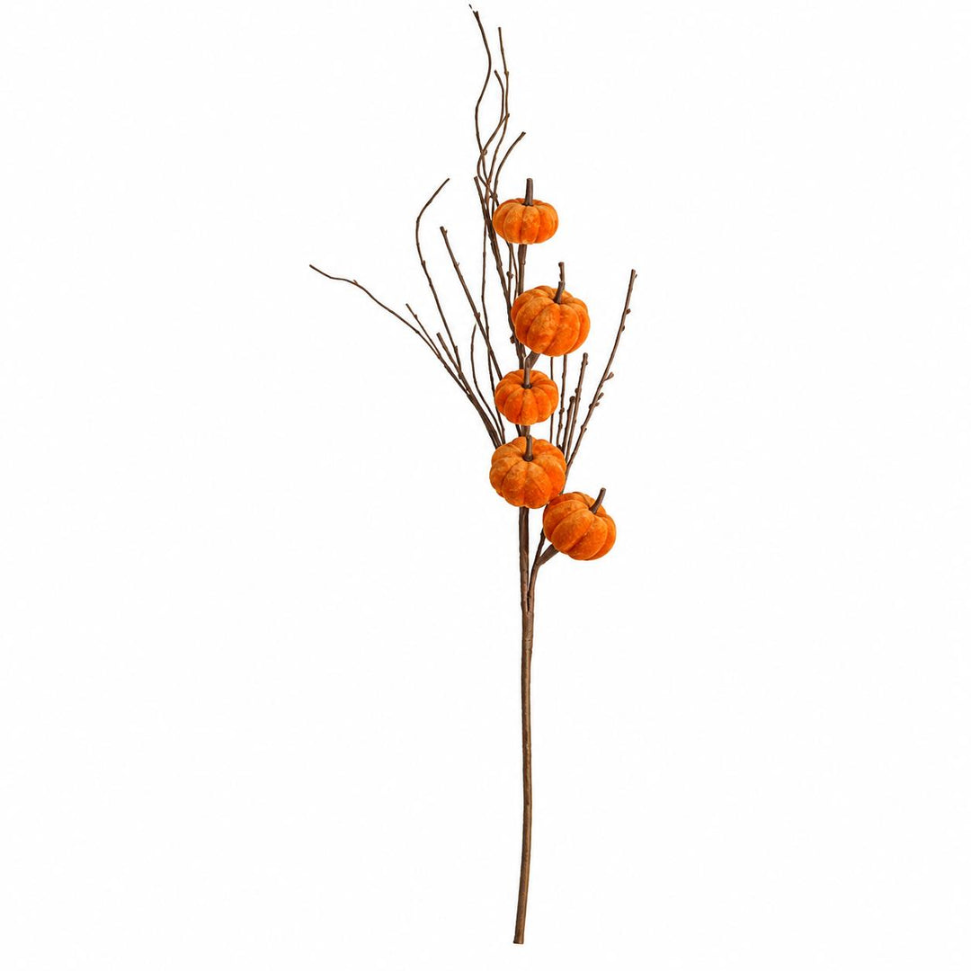 38" Orange Velvet Pumpkin Stem-Home/Giftware-Kevin's Fine Outdoor Gear & Apparel