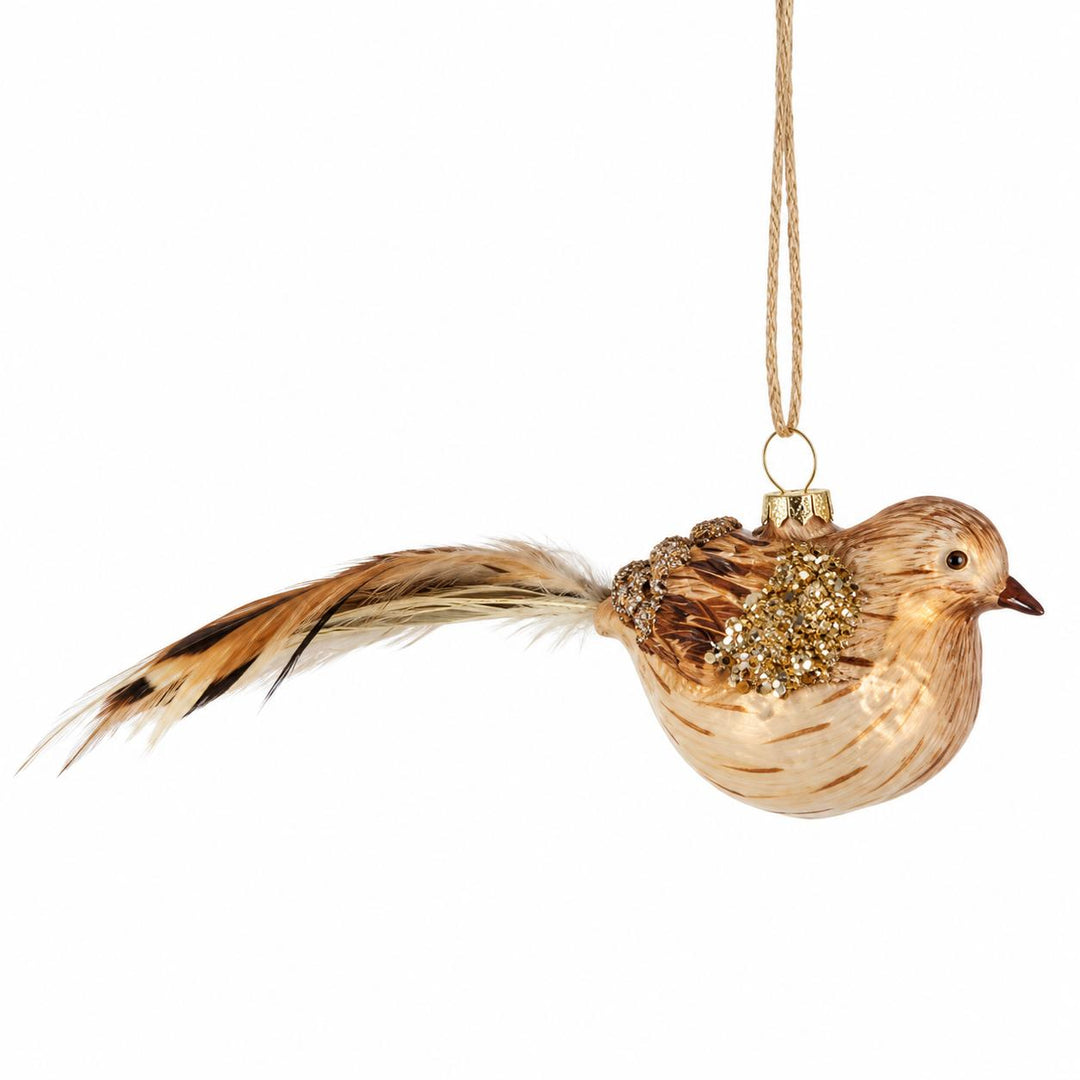 8" Glass W/ Feather Quail Ornament-Home/Giftware-Kevin's Fine Outdoor Gear & Apparel