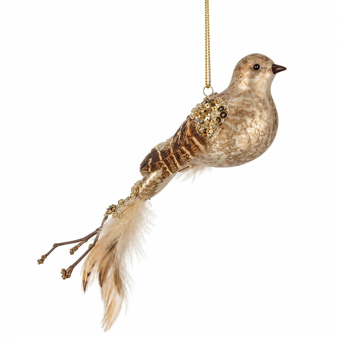 8" Glass W/ Feather Quail Ornament-Home/Giftware-Kevin's Fine Outdoor Gear & Apparel