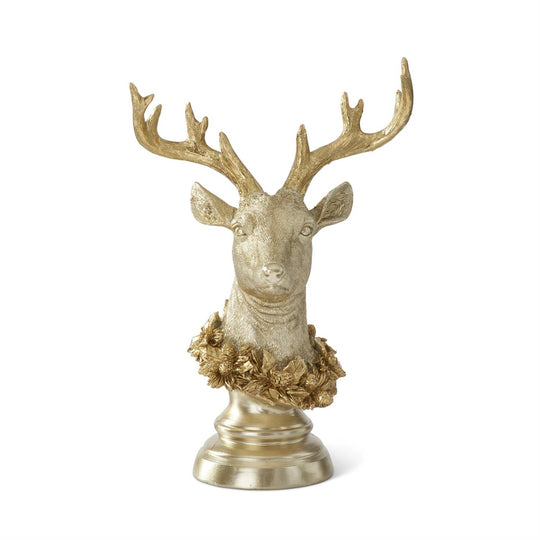 11.75" Gold Deer Bust on Pedestal Base-Home/Giftware-Kevin's Fine Outdoor Gear & Apparel