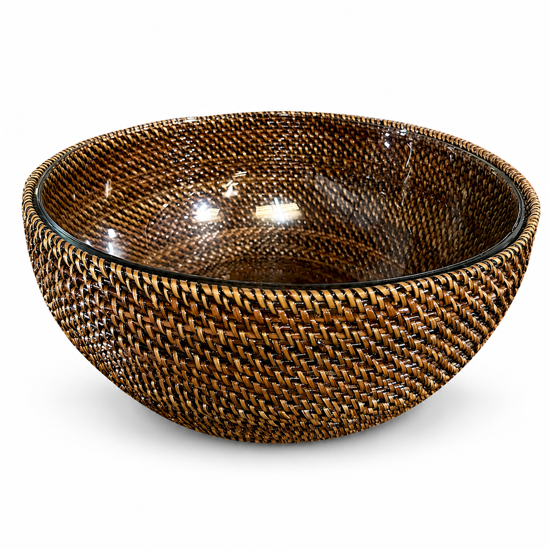 Wicker Salad and Serving Bowl with Glass 4QT Bowl-Home/Giftware-Kevin's Fine Outdoor Gear & Apparel