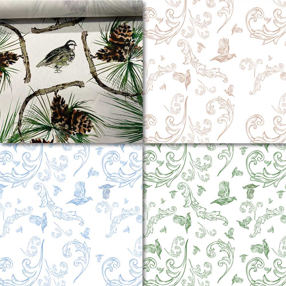 Kevin's Custom Longleaf Pine & Bobwhite Quail Fabric Kevin's Catalog