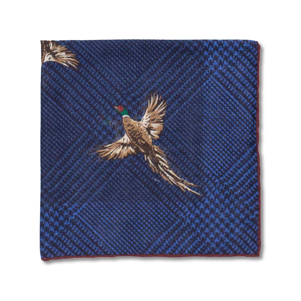 Kevin's Finest 100% Silk Pheasant Pocket Square-Men's Accessories-Navy-Kevin's Fine Outdoor Gear & Apparel