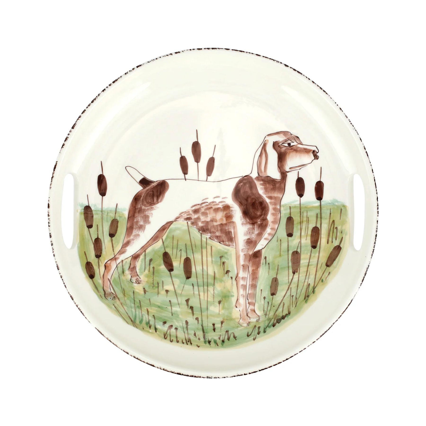 Vietri Wildlife Spaniel Handled Round Tray-Home/Giftware-Kevin's Fine Outdoor Gear & Apparel