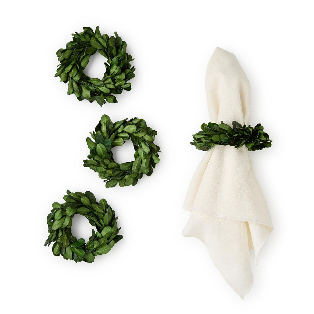Set of 4 Preserved Boxwood Wreath Napkin Rings-Home/Giftware-Kevin's Fine Outdoor Gear & Apparel