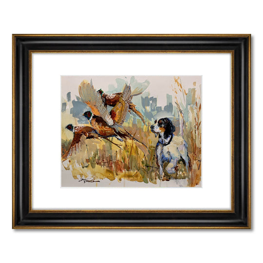 Dirk Walker Framed Print Collection-King of Corn - Pheasants in Flight-Kevin's Fine Outdoor Gear & Apparel
