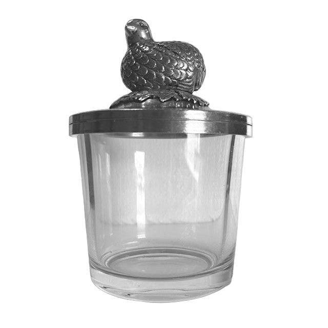 Italian Pewter and Glass Jar and Lid with Quail-Home/Giftware-Kevin's Fine Outdoor Gear & Apparel