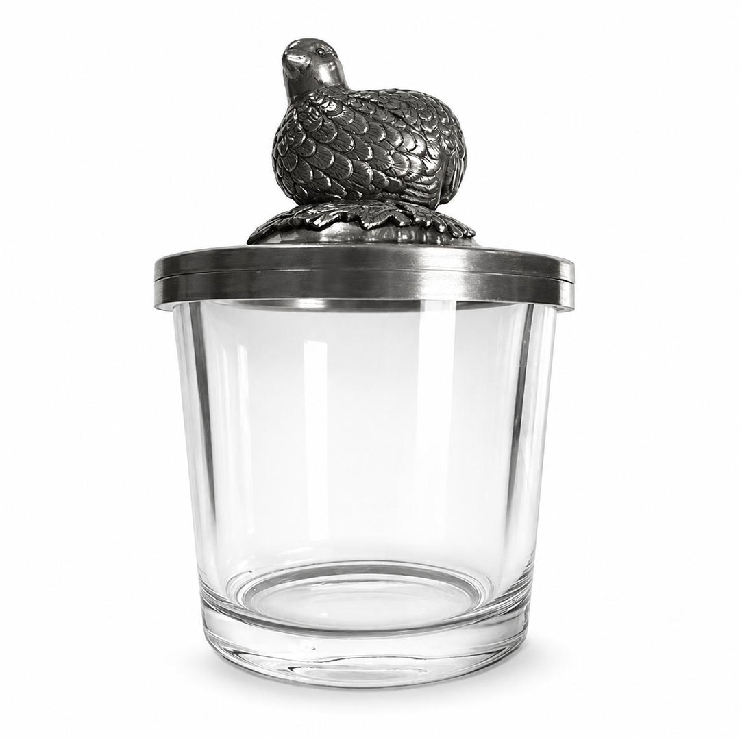 Italian Pewter and Glass Jar and Lid with Quail-Home/Giftware-Kevin's Fine Outdoor Gear & Apparel